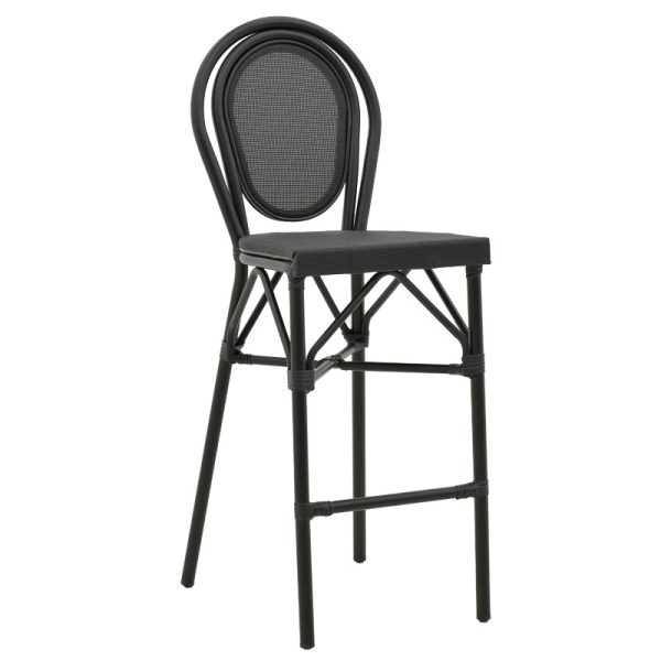 289 000010 6 Bar stool Dezyan pakoworld black aluminum-black textilene 41.5x53.5x116cmOutdoor furniture > Stools bar