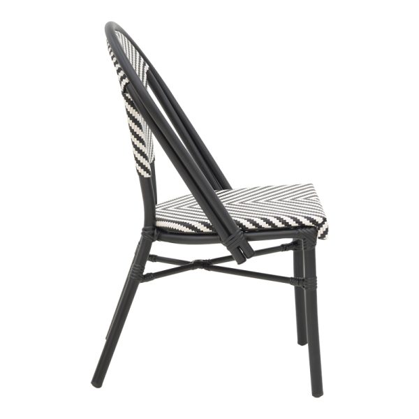 289 000012 2 5 Chair Uarmin pakoworld stack black aluminum-black and white textilene 46x57x85cmOutdoor furniture > Garden chair