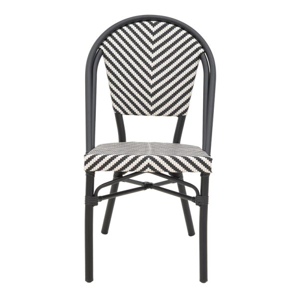 289 000012 3 5 Chair Uarmin pakoworld stack black aluminum-black and white textilene 46x57x85cmOutdoor furniture > Garden chair
