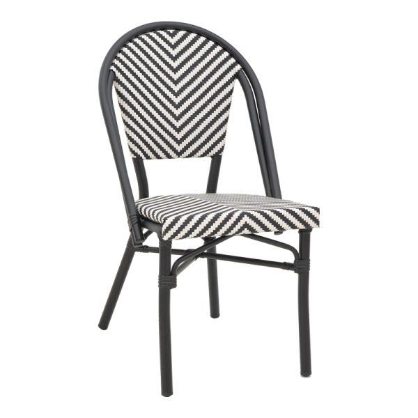 289 000012 8 Chair Uarmin pakoworld stack black aluminum-black and white textilene 46x57x85cmOutdoor furniture > Garden chair
