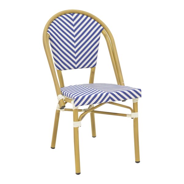 289 000013 6 Chair Uarmin pakoworld stack natural aluminum-blue and white textilene 46x57x85cmOutdoor furniture > Garden chair