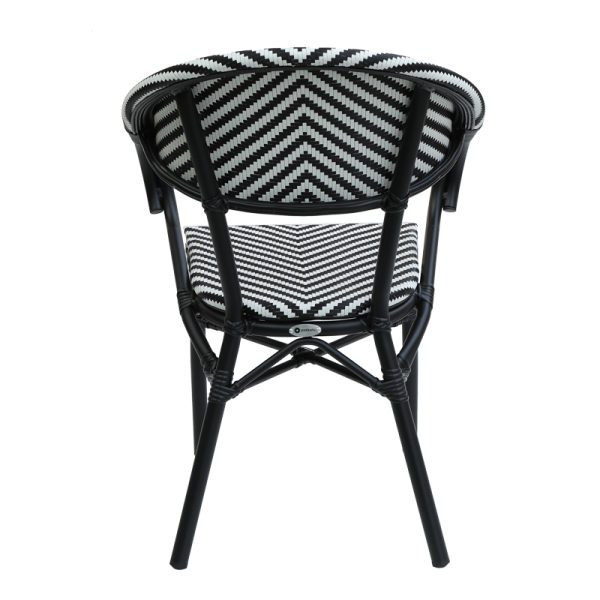 289 000014 3 3 Armchair Isaia pakoworld stack black aluminum-black and white textilene 57x57x83cmOutdoor furniture > Garden armchairs