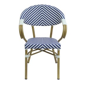 289 000015 2 2 Armchair Isaia pakoworld stack natural aluminum-blue and white textilene 57x57x83cmOutdoor furniture > Garden armchairs