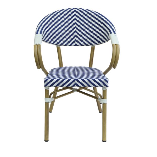 289 000015 2 2 Armchair Isaia pakoworld stack natural aluminum-blue and white textilene 57x57x83cmOutdoor furniture > Garden armchairs