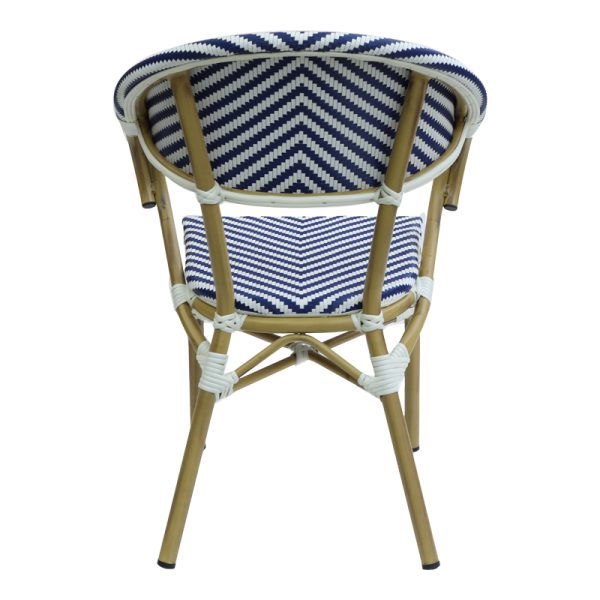289 000015 3 2 Armchair Isaia pakoworld stack natural aluminum-blue and white textilene 57x57x83cmOutdoor furniture > Garden armchairs