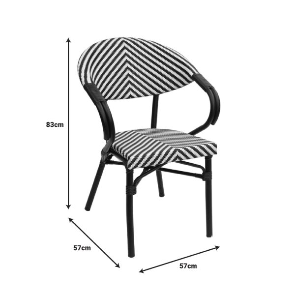 289 000015 4 2 Armchair Isaia pakoworld stack natural aluminum-blue and white textilene 57x57x83cmOutdoor furniture > Garden armchairs