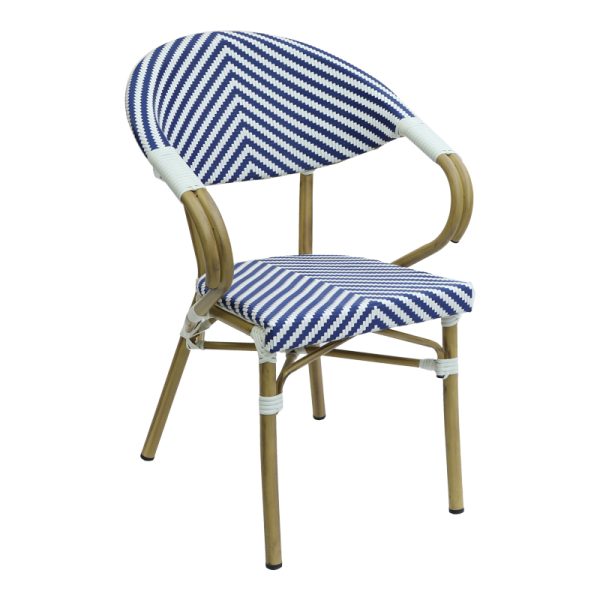 289 000015 5 Armchair Isaia pakoworld stack natural aluminum-blue and white textilene 57x57x83cmOutdoor furniture > Garden armchairs