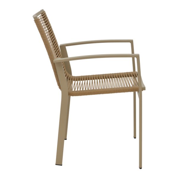 289 000016 2 7 Jonian pakoworld stackable champagne aluminum-textilene armchair in natural shade 57x63x83cmOutdoor furniture > Garden armchairs