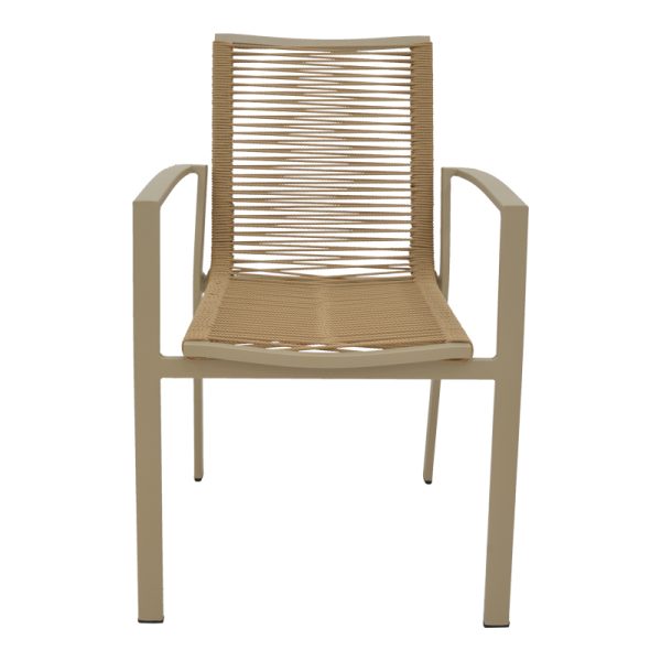 289 000016 3 7 Jonian pakoworld stackable champagne aluminum-textilene armchair in natural shade 57x63x83cmOutdoor furniture > Garden armchairs