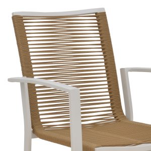 289 000017 4 7 Jonian pakoworld stackable white aluminum-textilene armchair in natural shade 57x63x83cmOutdoor furniture > Garden armchairs