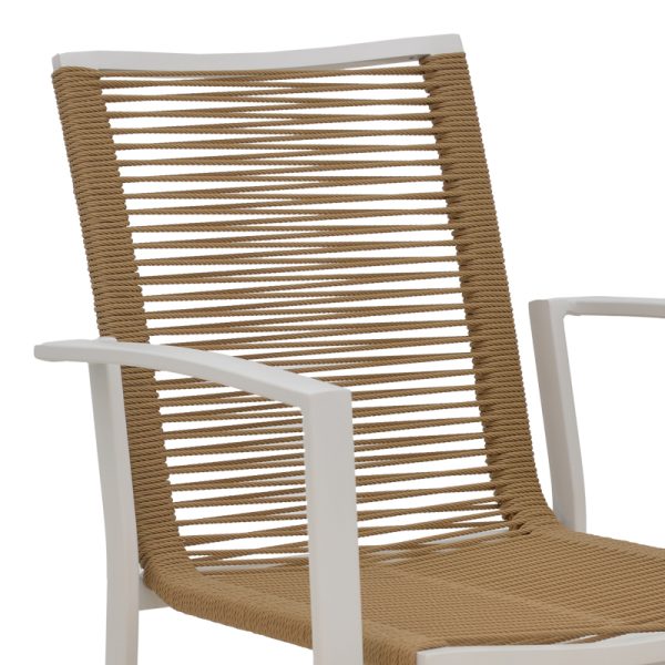 289 000017 4 7 Jonian pakoworld stackable white aluminum-textilene armchair in natural shade 57x63x83cmOutdoor furniture > Garden armchairs