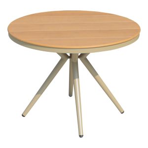 289 000022 4 Hilly pakoworld plywood and aluminum table in champagne color D100x75cmOutdoor furniture > Garden dining sets