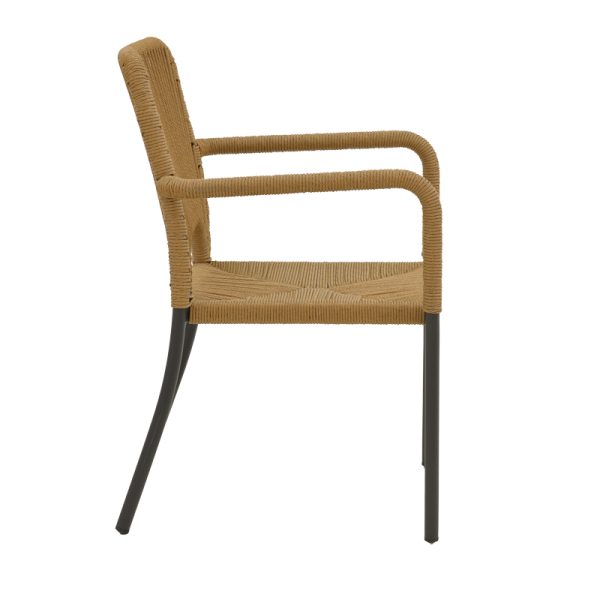 291 000001 2 3 Aluminum armchair Norture pakoworld stackable anthracite frame-natural rattan 57x61x85cmOutdoor furniture > Garden armchairs