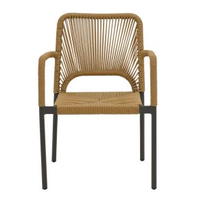 291 000001 3 3 Aluminum armchair Norture pakoworld stackable anthracite frame-natural rattan 57x61x85cmOutdoor furniture > Garden armchairs