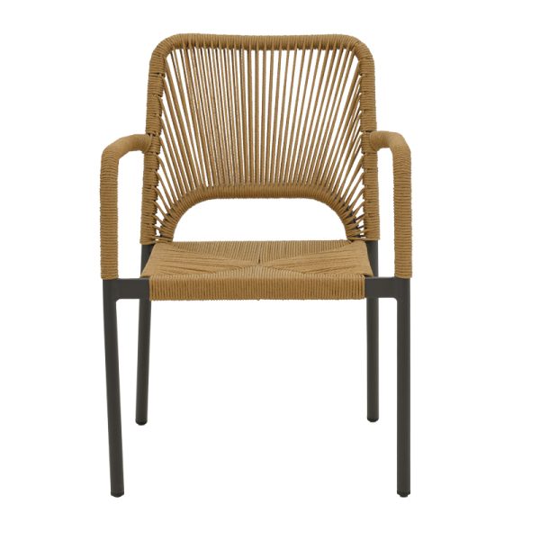 291 000001 3 3 Aluminum armchair Norture pakoworld stackable anthracite frame-natural rattan 57x61x85cmOutdoor furniture > Garden armchairs