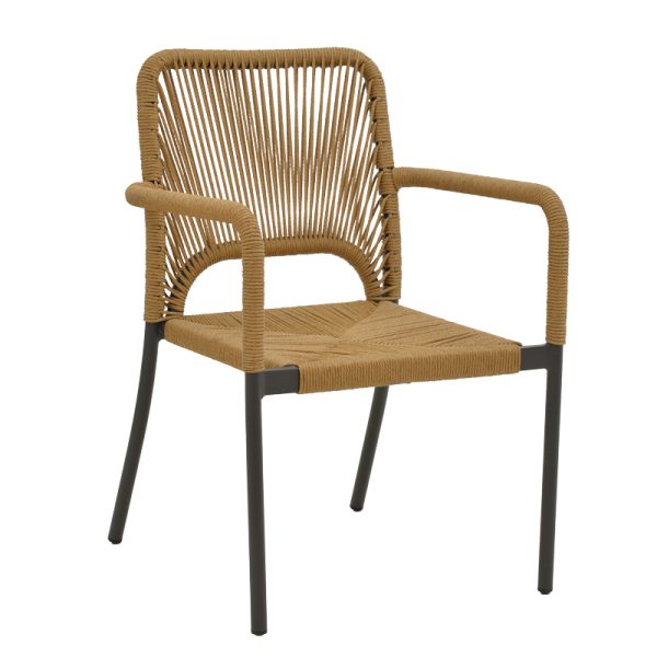 291 000001 6 Aluminum armchair Norture pakoworld stackable anthracite frame-natural rattan 57x61x85cmOutdoor furniture > Garden armchairs