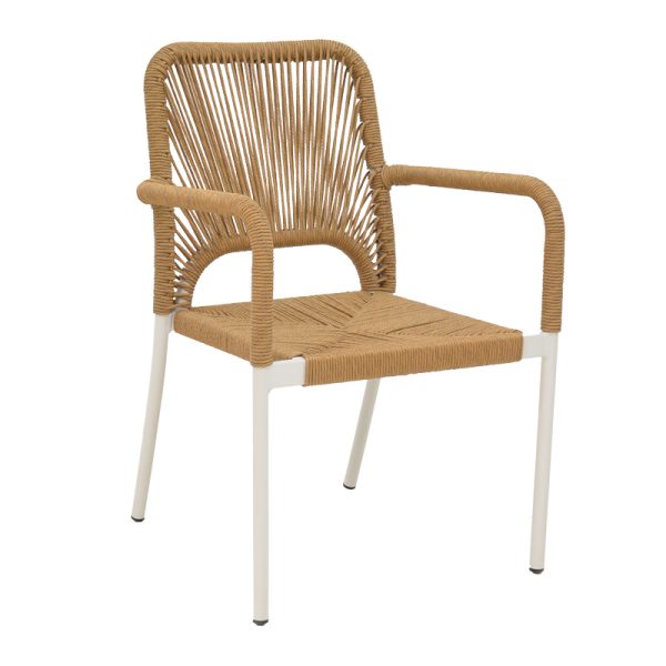 291 000002 5 Norture pakoworld stackable aluminum armchair white frame-natural rattan 57x61x85cmHOT DEALS