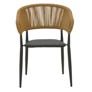 291 000003 3 4 Aluminum armchair Raven pakoworld stackable anthracite frame-textilene natural rattan 57x62x78cmOutdoor furniture > Garden armchairs