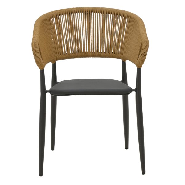 291 000003 3 4 Aluminum armchair Raven pakoworld stackable anthracite frame-textilene natural rattan 57x62x78cmOutdoor furniture > Garden armchairs