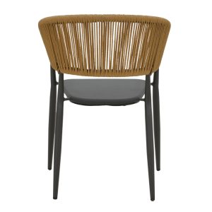 291 000003 4 4 Aluminum armchair Raven pakoworld stackable anthracite frame-textilene natural rattan 57x62x78cmOutdoor furniture > Garden armchairs