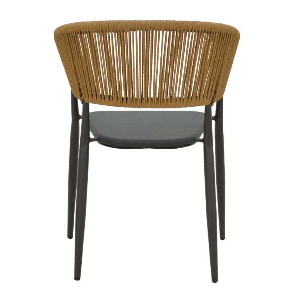 291 000003 4 4 Aluminum armchair Raven pakoworld stackable anthracite frame-textilene natural rattan 57x62x78cmOutdoor furniture > Garden armchairs