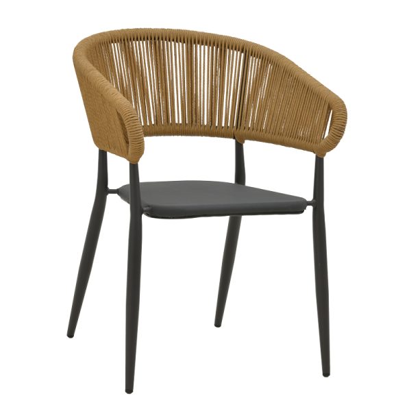 291 000003 7 Aluminum armchair Raven pakoworld stackable anthracite frame-textilene natural rattan 57x62x78cmOutdoor furniture > Garden armchairs
