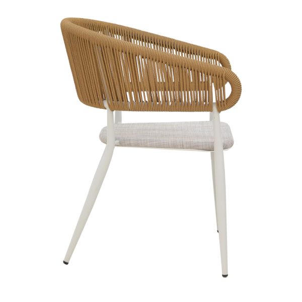 291 000004 2 2 Aluminum armchair Raven pakoworld stackable white frame-natural textilene-rattan 57x62x78cmOutdoor furniture > Garden armchairs