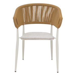 291 000004 3 2 Aluminum armchair Raven pakoworld stackable white frame-natural textilene-rattan 57x62x78cmOutdoor furniture > Garden armchairs