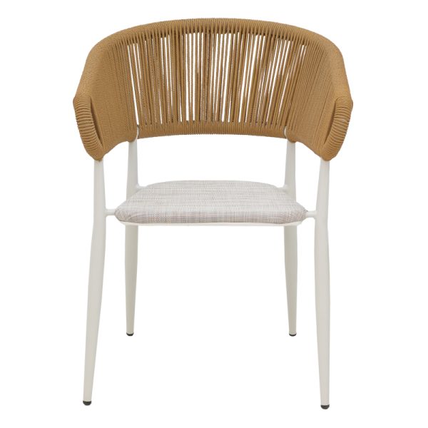 291 000004 3 2 Aluminum armchair Raven pakoworld stackable white frame-natural textilene-rattan 57x62x78cmOutdoor furniture > Garden armchairs
