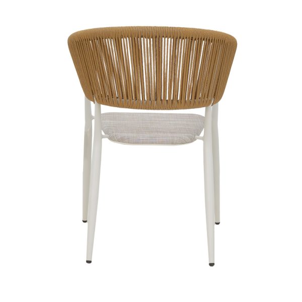 291 000004 4 2 Aluminum armchair Raven pakoworld stackable white frame-natural textilene-rattan 57x62x78cmOutdoor furniture > Garden armchairs
