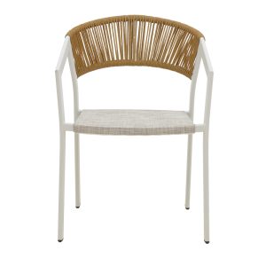 291 000005 3 2 Aluminum armchair Glisten pakoworld stackable white frame-textilene natural rattan 56x62x77cmOutdoor furniture > Garden armchairs