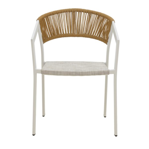 291 000005 3 2 Aluminum armchair Glisten pakoworld stackable white frame-textilene natural rattan 56x62x77cmOutdoor furniture > Garden armchairs