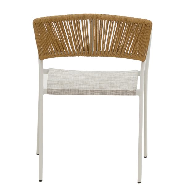 291 000005 4 2 Aluminum armchair Glisten pakoworld stackable white frame-textilene natural rattan 56x62x77cmOutdoor furniture > Garden armchairs