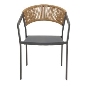 291 000006 3 2 Aluminum armchair Glisten pakoworld stackable anthracite frame-textilene natural rattan 56x62x77cmOutdoor furniture > Garden armchairs