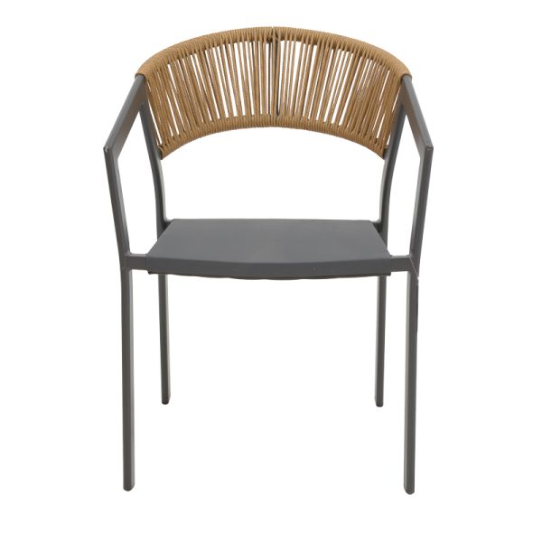291 000006 3 2 Aluminum armchair Glisten pakoworld stackable anthracite frame-textilene natural rattan 56x62x77cmOutdoor furniture > Garden armchairs