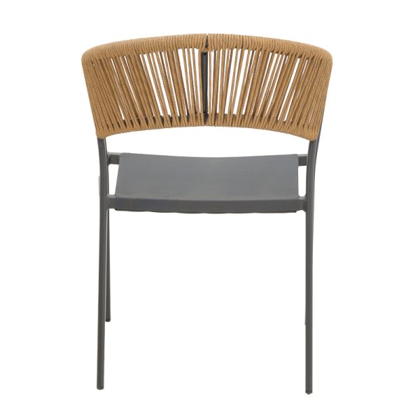 291 000006 4 2 Aluminum armchair Glisten pakoworld stackable anthracite frame-textilene natural rattan 56x62x77cmOutdoor furniture > Garden armchairs