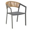 291 000006 5 Aluminum armchair Elation pakoworld stackable anthracite frame-textilene anthracite rattan 56x52x76cmOutdoor furniture > Garden armchairs