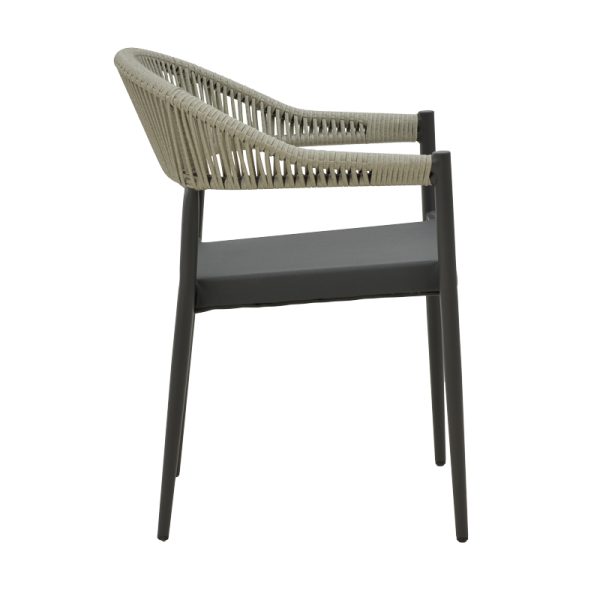 291 000007 2 5 Aluminum armchair Elation pakoworld stackable anthracite frame-textilene anthracite rattan 56x52x76cmOutdoor furniture > Garden armchairs