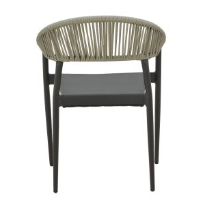 291 000007 4 5 Aluminum armchair Elation pakoworld stackable anthracite frame-textilene anthracite rattan 56x52x76cmOutdoor furniture > Garden armchairs