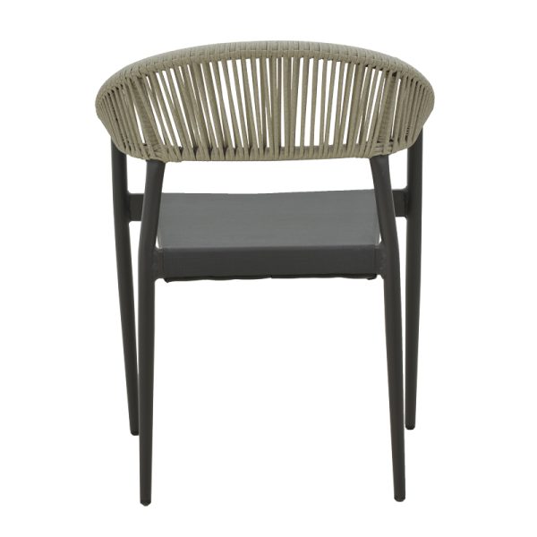 291 000007 4 5 Aluminum armchair Elation pakoworld stackable anthracite frame-textilene anthracite rattan 56x52x76cmOutdoor furniture > Garden armchairs