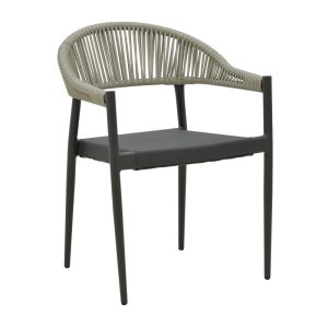291 000007 8 Aluminum armchair Elation pakoworld stackable anthracite frame-textilene anthracite rattan 56x52x76cmOutdoor furniture > Garden armchairs