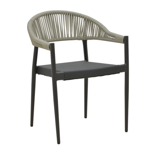 291 000007 8 Aluminum armchair Elation pakoworld stackable anthracite frame-textilene anthracite rattan 56x52x76cmOutdoor furniture > Garden armchairs