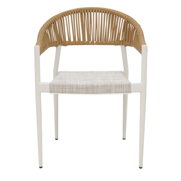 291 000008 3 5 Elation aluminum armchair pakoworld stackable white frame-textilene natural rattan 56x52x76cmOutdoor furniture > Garden armchairs