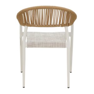 291 000008 4 5 Elation aluminum armchair pakoworld stackable white frame-textilene natural rattan 56x52x76cmOutdoor furniture > Garden armchairs