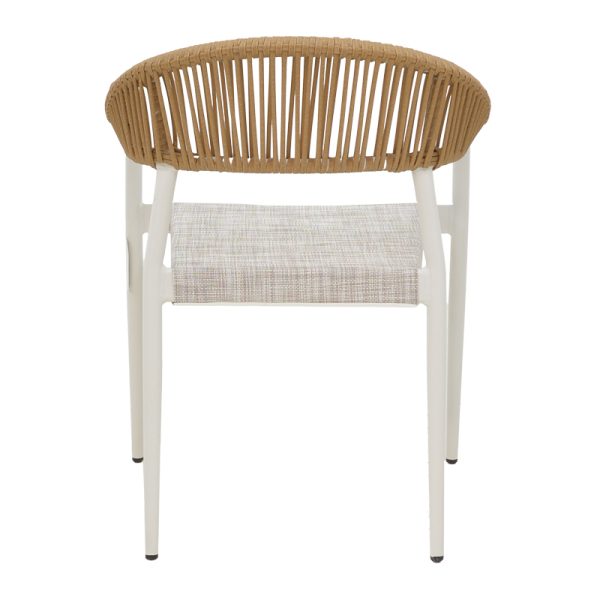291 000008 4 5 Elation aluminum armchair pakoworld stackable white frame-textilene natural rattan 56x52x76cmOutdoor furniture > Garden armchairs