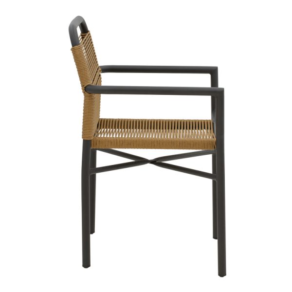 291 000011 2 3 Aluminum armchair Clutch pakoworld stackable anthracite frame-natural rattan 55x56x80cmEASTER OFFERS