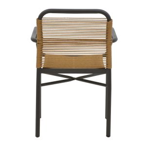 291 000011 4 3 Aluminum armchair Clutch pakoworld stackable anthracite frame-natural rattan 55x56x80cmEASTER OFFERS