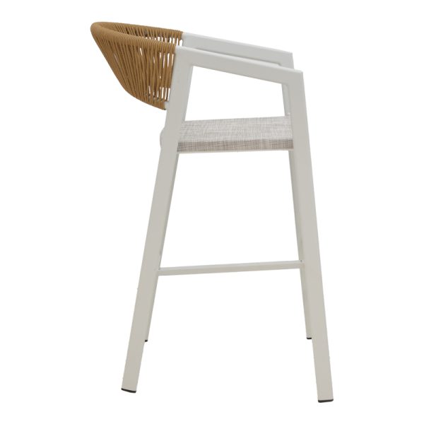 291 000015 2 4 Aluminum bar stool Phoenix pakoworld stackable white frame-textilene natural rattan 53x58x103cmOutdoor furniture > Stools bar