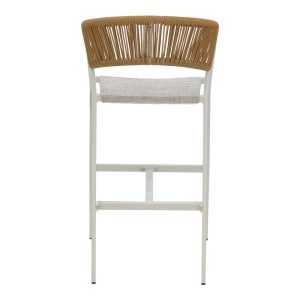 291 000015 4 4 Aluminum bar stool Phoenix pakoworld stackable white frame-textilene natural rattan 53x58x103cmOutdoor furniture > Stools bar