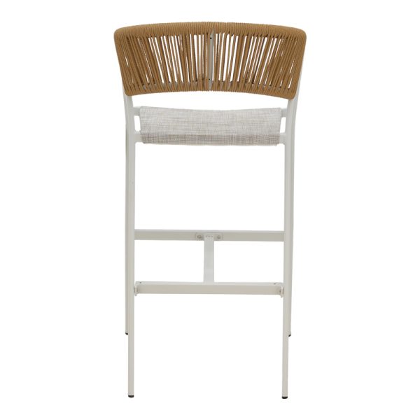 291 000015 4 4 Aluminum bar stool Phoenix pakoworld stackable white frame-textilene natural rattan 53x58x103cmOutdoor furniture > Stools bar